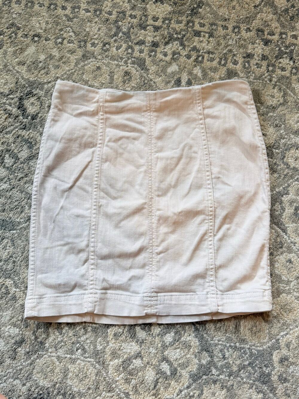 Free People Pink Denim Mini Skirt Women’s Size 2 Stretch High Rise Bodycon READ